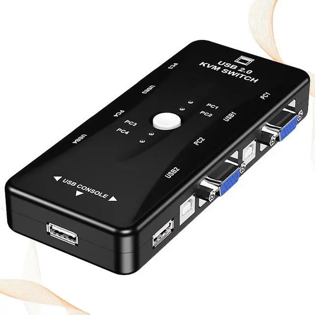 Alt view image 5 of 7 - WRIARICH KVM Switcher Four in One out Mouse Keyboard Switch Splitter 4 Port USB Audio Video Switcher VGA Printer Share Switch