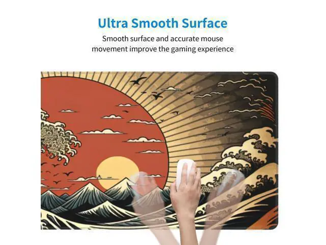 Alt view image 4 of 7 - WRIARICH Japanese Wave Raising Sun Gaming Mouse Pad XL, Large Non Slip Rubber Mousepad, Stitched Edges Mouse Pads, Long Extended Mouse Pad,31.5'' X 11.8''