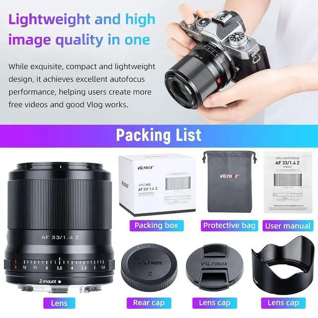 Alt view image 6 of 7 - WRIARICH AF 33mm f/1.4 F1.4 Z Lens for Nikon Z Mount, APS-C Z Mount Lens for Nikon Zfc Z5 Z6 Z7 II Z50