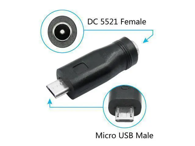 Alt view image 2 of 7 - WRIARICH Vszerda DC 5.5mm x 2.1mm to Micro USB Adapter, 5V DC 5521 Female to Micro USB Male Plug Convert Connector Power (4Pcs)
