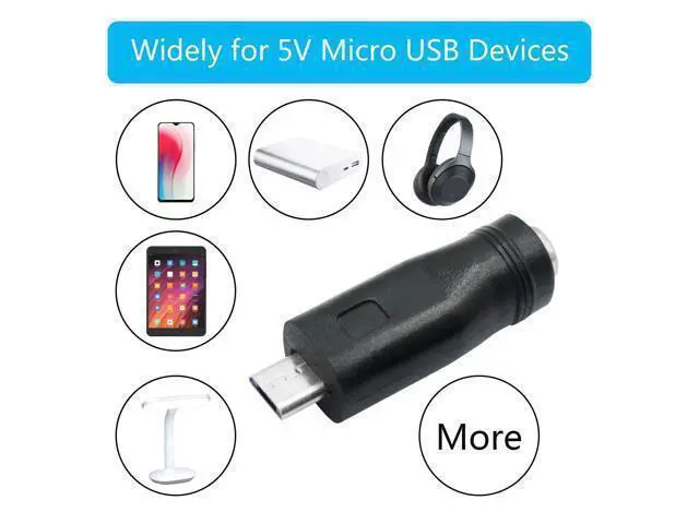 Alt view image 5 of 7 - WRIARICH Vszerda DC 5.5mm x 2.1mm to Micro USB Adapter, 5V DC 5521 Female to Micro USB Male Plug Convert Connector Power (4Pcs)