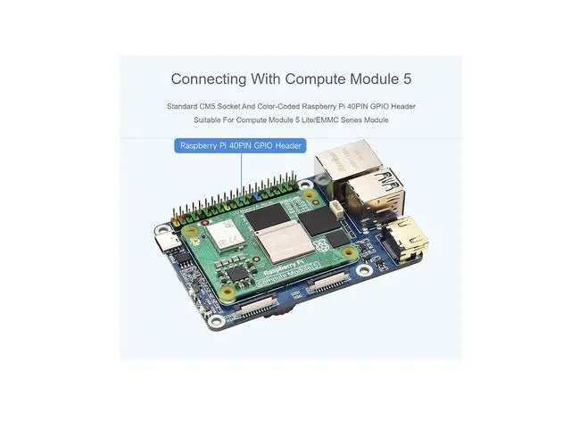 Alt view image 3 of 7 - WRIARICH Mini Base Board (B) Compatible with Raspberry Pi Compute Module 5,Suitable for Evaluating The Raspberry Pi CM5 Or Being Integrated Into End Products