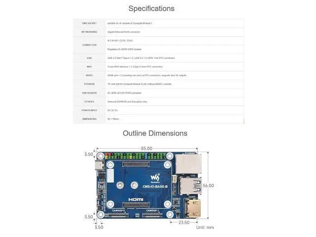Alt view image 4 of 7 - WRIARICH Mini Base Board (B) Compatible with Raspberry Pi Compute Module 5,Suitable for Evaluating The Raspberry Pi CM5 Or Being Integrated Into End Products