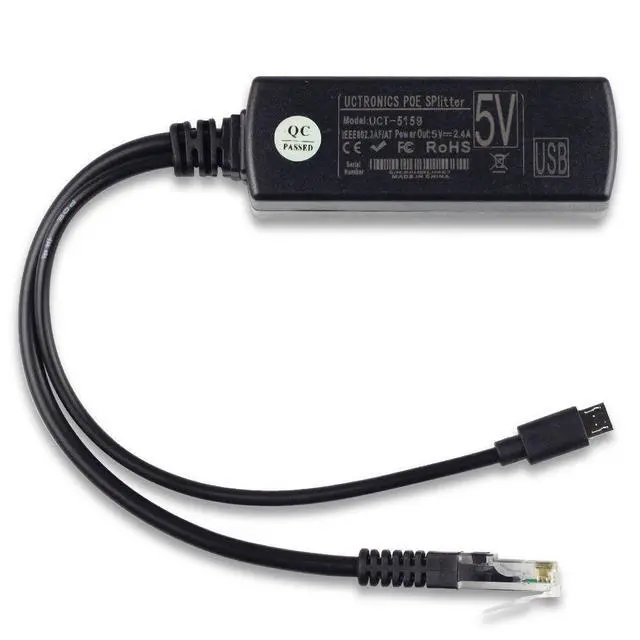 Alt view image 4 of 7 - WRIARICH IEEE 802.3af Micro USB Active PoE Splitter Power Over Ethernet 48V to 5V 2.4A for Tablets, Dropcam or Raspberry Pi 2/3B+ (48V to 5V 2.4A)