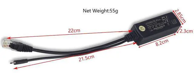 Alt view image 6 of 7 - WRIARICH IEEE 802.3af Micro USB Active PoE Splitter Power Over Ethernet 48V to 5V 2.4A for Tablets, Dropcam or Raspberry Pi 2/3B+ (48V to 5V 2.4A)