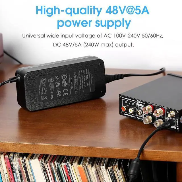 Alt view image 2 of 7 - WRIARICH 48V5A GaN Power Supply: High-Efficiency 240W DC Adapter for Home Amplifiers & Audiophile Audio Systems (FCC/CE/RoHS Certified)