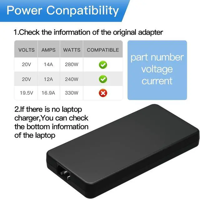 Alt view image 4 of 7 - 280W 20V 14A USB Tip Charger for MSI GS77 GE66 GE76 Raider GP76 GP66 Leopard ADP-280BB B A18-280P1A Clevo X170SM-G X170KM-G OEM Msi 280w Laptop Charger adp-280eb d Slim Design Laptop Power Supply