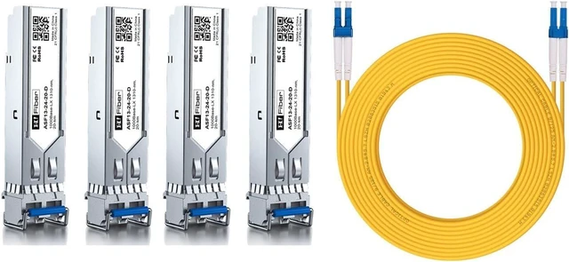 Alt view image 8 of 14 - 4 Pack 1Gb Singlemode Module with 10m OS2 LC to LC Fiber Cable, 1000BASE-LX/LH Compatible for Cisco GLC-LH-SMD, Meraki, Ubiquiti,Mikrotik, Intel, Netgear,D-Link and More