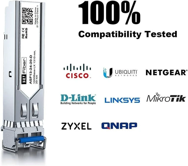 Alt view image 11 of 14 - 4 Pack 1Gb Singlemode Module with 10m OS2 LC to LC Fiber Cable, 1000BASE-LX/LH Compatible for Cisco GLC-LH-SMD, Meraki, Ubiquiti,Mikrotik, Intel, Netgear,D-Link and More
