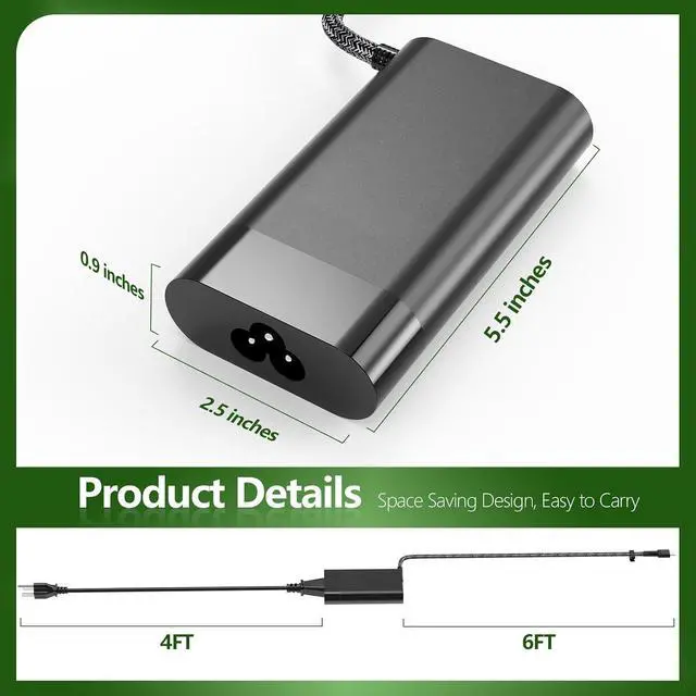 Alt view image 3 of 7 - WRIARICH 110W USB C AC Charger for HP M52950-001 M52946-003 M52946-001 TPN-CA24 TPN-DA24 HP Elite Dragonfly G3 ZBook Firefly 16 G9 G10 EliteBook 860 865 G9 G10 Laptop Power Adapter Supply Cord