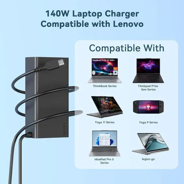 Alt view image 5 of 7 - WRIARICH Slim 140W USB C AC Adapter Compatible with MSI Summit E16 AI Studio A1V A1VFTG Pro 16 AI A2HV Prestige 14 16 AI Studio G1V B1U B1V 2-in-1 Laptop Charger