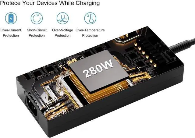 Alt view image 5 of 6 - WRIARICH 280W Laptop Charger Compatible with Asus Rog Strix G18 G17 G16 G15 Laptop adp-280eb b Charger adp-280eb f Charger adp-280bb b Power Supply Adapter Cord