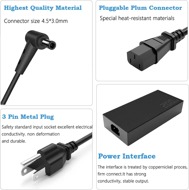 Alt view image 4 of 7 - WRIARICH 200W Laptop Charger fit for Asus Vivobook Pro 15 15.6 OLED Q543M Q533M Q533MJ Q543MJ Q543MV Q543 Q533,N6506 N6506CU Gaming Laptop Adapter 4.5 * 3.0