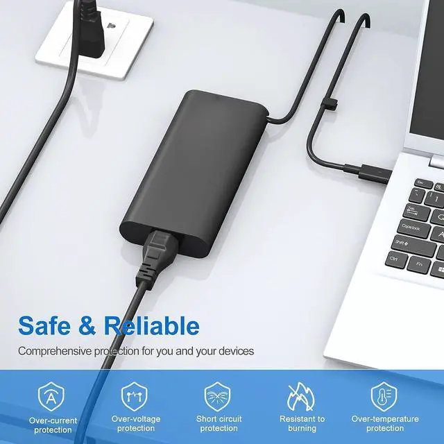 Alt view image 6 of 6 - WRIARICH 100w USB-C Charger for Dell Pro Rugged 14 RB14250 P148G P148G002 Laptop Power Supply Adapter Cord