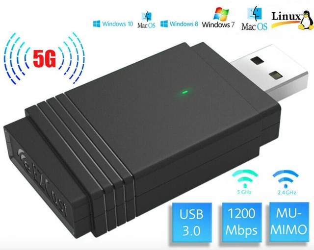 Main image of WRIARICH 1200Mbps Wireless WiFi Adapter USB 3.0 Dongle Dual Band 5G/2.4G Bluetooth 5.0 PC