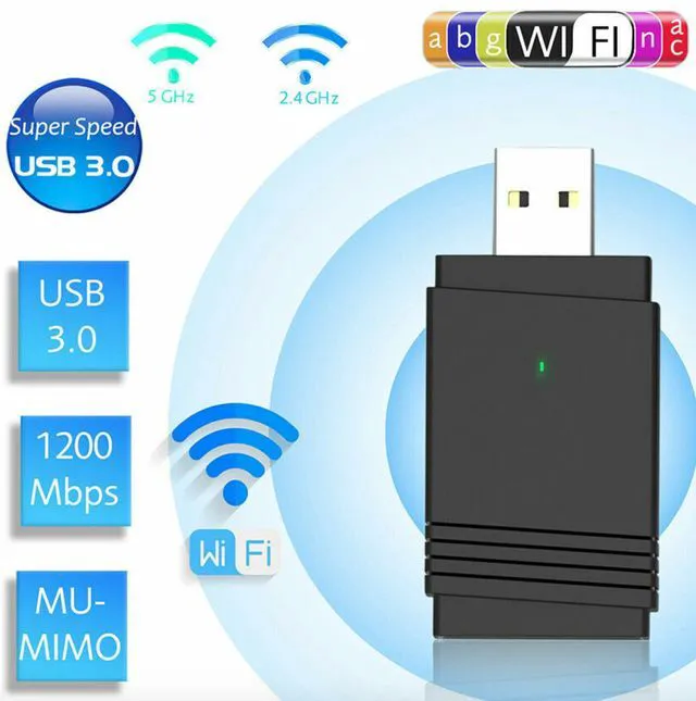 Alt view image 3 of 5 - WRIARICH 1200Mbps Wireless WiFi Adapter USB 3.0 Dongle Dual Band 5G/2.4G Bluetooth 5.0 PC