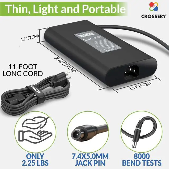 Alt view image 4 of 7 - WRIARICH New Slim 240W Laptop Charger for Dell - 240 Watt Dell Laptop Charger Fit for G3 G5 G7 G15 & Alienware M15 M17 M17x x51 - AC Adapter Power Supply Cord Replacement for Alienware 17 15 13 R1-R5
