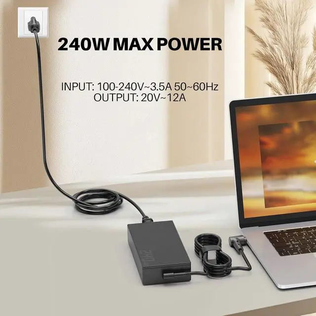 Alt view image 4 of 7 - WRIARICH 240W 14A 20V AC Charger for ASUS ADP-240EB B ROG Zephyrus S15 S17 M15 M16 G14 G15 G16 ROG Strix Scar 15 17 G15 G17 Gaming Laptop Power Supply Adapter