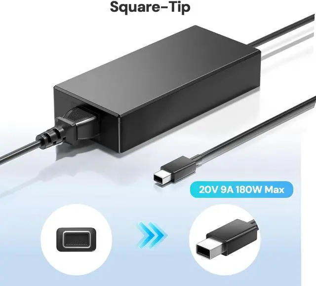 Alt view image 2 of 6 - WRIARICH 180W Charger Fit for Asus Rog Zephyrus G14 (2024) GA403 GA403UI GA403UV GA403UU Gaming Laptop, 20V 9A AC Adapter ADP-180TB K, A22-180P1A Power Supply, Rectangle Tip