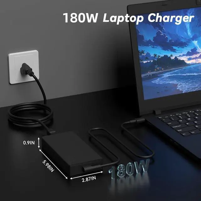 Alt view image 2 of 7 - WRIARICH 180W ROG Charger Compatible with ASUS ROG Zephyrus G14 2025 AI Gaming Laptop GA403UU GA403UV GA403UI OLED V16 V3607 Rectangle Conn ADP-180TB K Power Supply AC Adapter