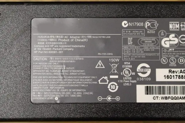 Alt view image 2 of 3 - WRIARICH for HP 150W 19V 7.89A All-in-One Charger Adapter AC Laptop Desktop Zbook Workstation