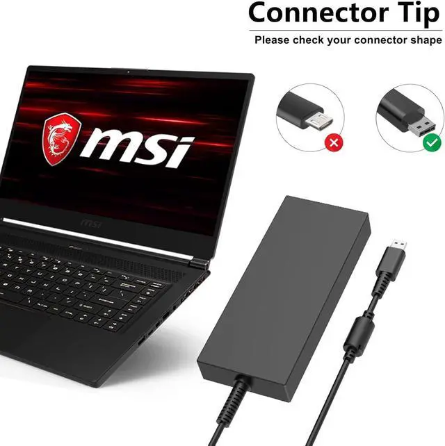 Alt view image 3 of 6 - WRIARICH 240W 12A Gaming Laptop Charger fit for MSI GE76 11UH 11UE 10UE Stealth 16 A16 17 AI Studio A13V A13VG A13VF A13VE A13VH A13VI MS-17K3 A20-240P2A Laptop Power Supply Adapter Cord USB Tip