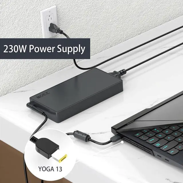 Alt view image 2 of 7 - 230W 20V 11.5A AC Power Adapter Laptop Charger Compatible with Lenovo Legion 5 5i 7 7i 5P C7 S7 5 15ACH6H 7i 15IMH05 P15 P17 T15g P1 Y540 Y740 Gaming Laptop Slim Tip Notebook Power Supply Cord