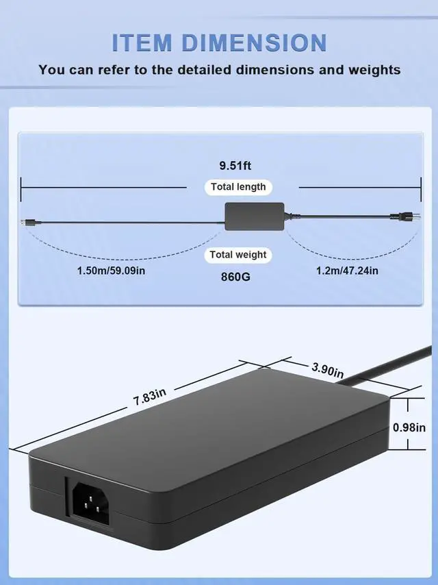 Alt view image 3 of 7 - WRIARICH 240W Charger Compatible with Msi Stealth A16 16 17 AI+ GS77 Studio, Creator Pro Z16 Z17 Z16/Z17 HX A16 16 AI+ Studio GP66 GP76 Leopard, Vector GP77 GE66 Raider Alpha 17 WE76 Laptop