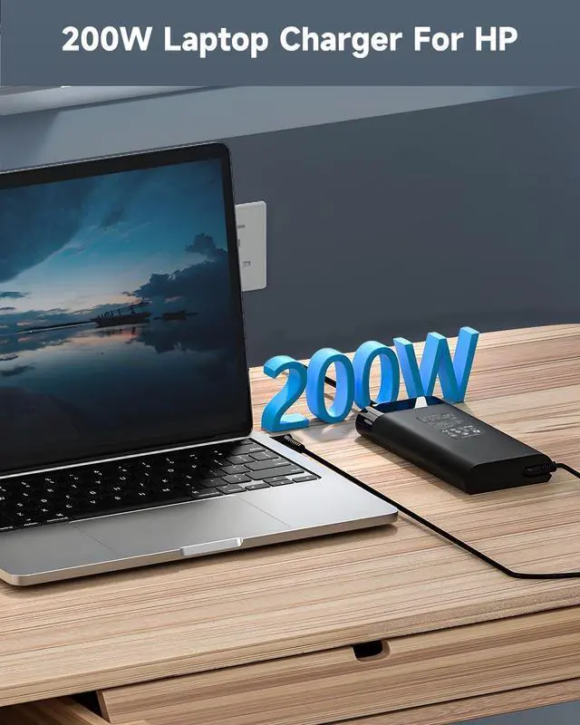 Alt view image 6 of 7 - W200W Laptop Charger AC Adapter Compatible with HP Omen 15 17 Pavilion Gaming Laptop 15 17 Zbook 15 17 Fury 16 G9 G10 G11 Victus 15 16 Envy 15 2020 TPN-DA10 L00818-850 TPN-LA21 TPN-LA20 Power Supply
