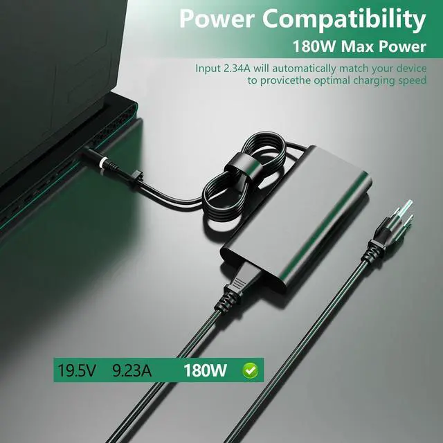 Alt view image 5 of 6 - WRIARICH 180W GaN AC Charger Compatible with Dell Precision 7510 7520 7530 7540 7550 7680 7670 7770 7780 G7 15 17 7588 7590 7790 G5 15 5515 5587 5590 G3 15 3579 17 3779 Laptop Power Supply Adapter