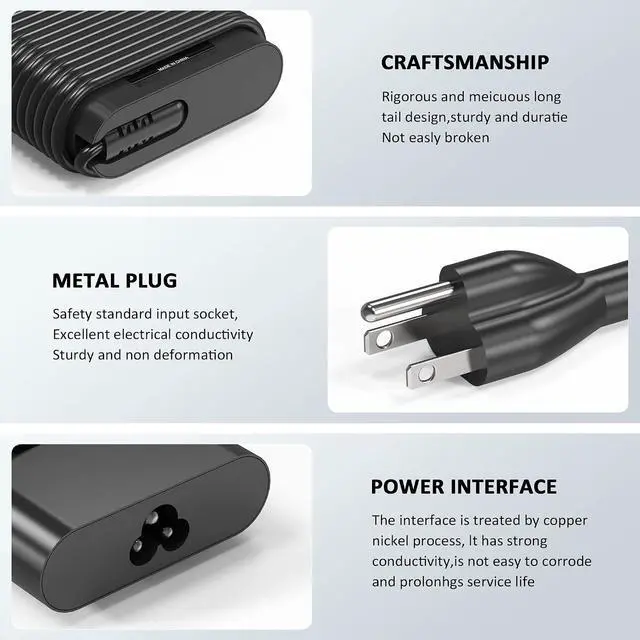 Alt view image 4 of 6 - 130W USB C Type C Adapter Laptop Charger Compatible with Dell XPS 15 2in1 9575 Precision 5530 2in1 5550 5750 3560 3550 3551 Latitude 7410 7310 7210 9410 9510 9575 5420 5520 5510 Power Supply Cord