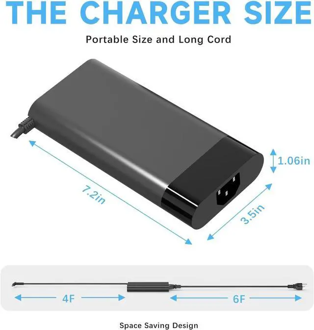 Alt view image 3 of 7 - WRIARICH 230W Charger Compatible with HP Omen 15 16 OMEN Transcend,Victus 16 by Gaming Laptop ZBook Fury 16 G8 G9 G10 11.8A AC Adapter