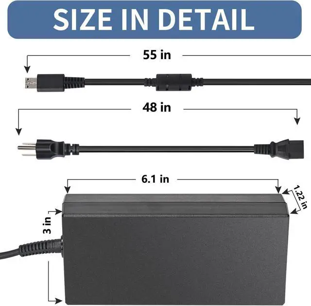 Alt view image 5 of 6 - WRIARICH 240W 20V 12A Laptop Charger for MSI GE66 GE76 GP76 GS77 Raider Leopard MS-17K3 A20-240P2A A240A007P S93-0409410-C54 Stealth 17 14 Studio Gaming AC Adapter Power Supply