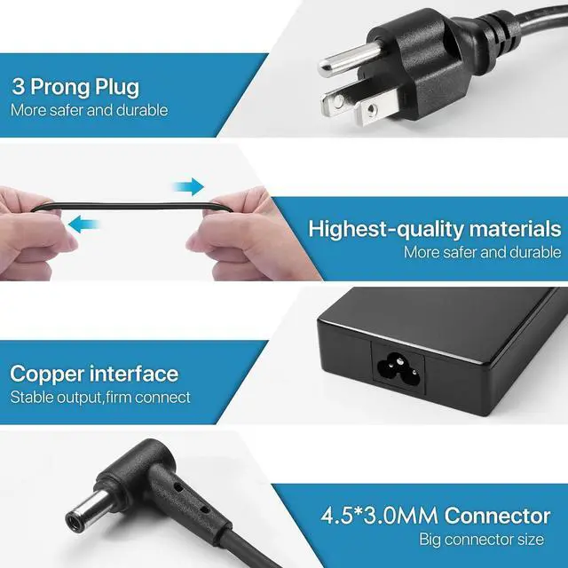 Alt view image 4 of 7 - WRIARICH 120W AC Charger Fit for Asus Zenbook Flip 15 Q528E Q537F Q538E Q539Z Q537FD-BI7t7 Q528EH-202.BL Q538EI-202.BL UX534F Q546F Q547F Q506f Q526F Q536F, A17-120P2A Laptop Power Adapter Cord
