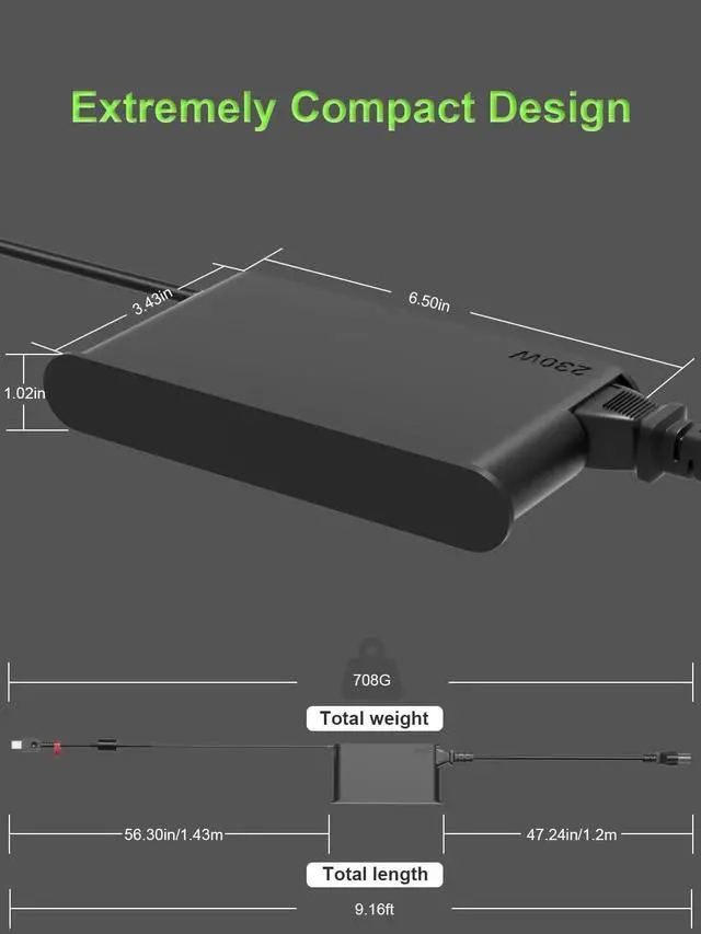 Alt view image 4 of 7 - WRIARICH New Slim 230W AC Adapter Compatible with Lenovo Legion 5 7 Slim 5 7 Pro 5 Y545 Y740 Y720 Thinkpad P1 P16 P17 P53 P73 P52 P72 ideapad Pro 5 LOQ Laptop Replacement Power Charger