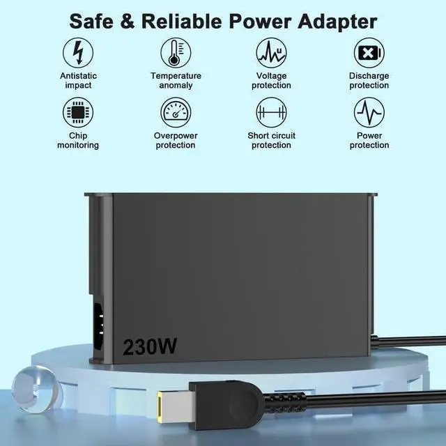 Alt view image 5 of 6 - WRIARICH 230W Laptop Charger Compatible with Lenovo Legion 5 7 5P C7 S7 Y540 Y545 Y740 Y730 Y900 Y910 Y920 Y7000 4X20E75111 GX20L29347 ADL230NDC3A ThinkPad P1 P73 Laptop Power Adapter Supply