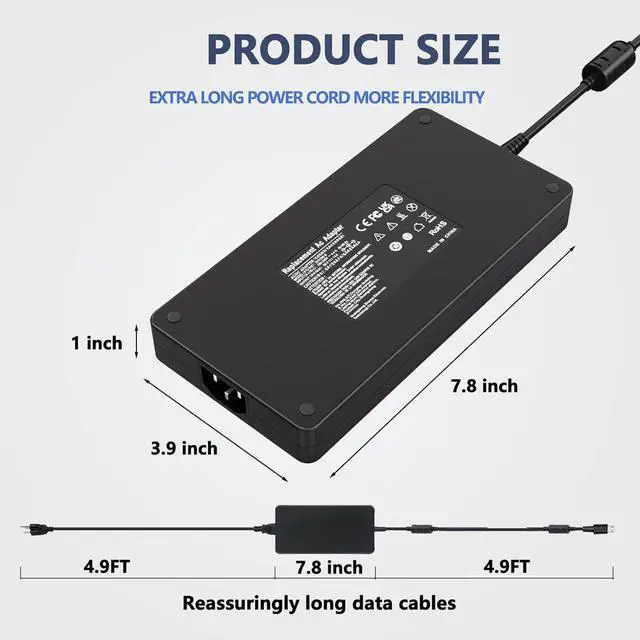 Alt view image 2 of 7 - WRIARICH for MSI Laptop Charger 280W 20V 14A, Compatible with MSI GS77 GE66 GE76 Raider GP76 GP66 GE78HX GE68HX Leopard Stealth GS77 WE76 Titan GT77 Creator Pro Z16 X17 Z17 Power Supply Adapter