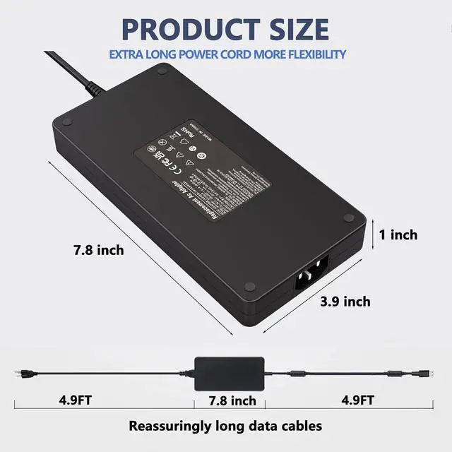 Alt view image 6 of 7 - WRIARICH for MSI Laptop Charger 280W 20V 14A, Compatible with MSI GS77 GE66 GE76 Raider GP76 GP66 GE78HX GE68HX Leopard Stealth GS77 WE76 Titan GT77 Creator Pro Z16 X17 Z17 Power Supply Adapter
