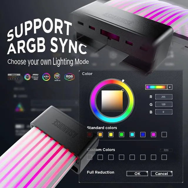 Alt view image 3 of 6 - WRIARICH 24 Pin ATX Addressable RGB Cable Cover Kit for Motherboard and GPU Aurora-CO-BL
