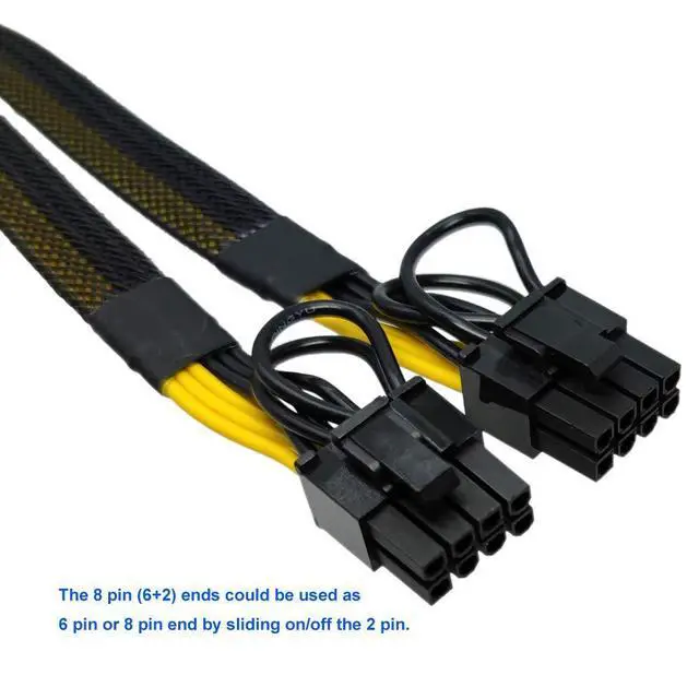 Alt view image 3 of 6 - WRIARICH GPU Power Cable for Dell T3600 T3610 T5600 T5610 T5610 T7600 T7610 5810 T5810 T7810, 8 Pin PCIe to Dual 8 Pin(6+2) Male PCIe Power Adapter 13-inch(34cm)