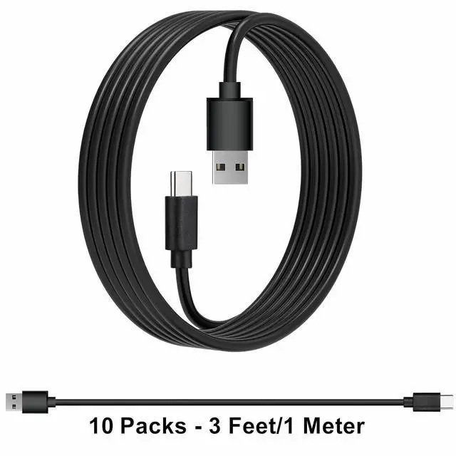 Alt view image 7 of 7 - WRIARICH 10-Pack Bulk USB C Cable - Multipack USB to Type-C Phone Charging Cords 3.3ft Black