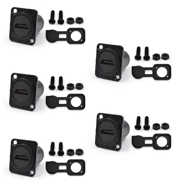 Main image of WRIARICH 5PCS HDMI 2.0 Panel Mount Adapter 4K@60Hz HDMI 2.0 Panel Threaded Fixed Mount Coupler Female to Female for TV Monitor Projector with Weatherproof Dust Cap