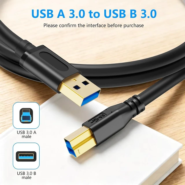 Alt view image 2 of 7 - WRIARICH USB 3.0 Cable A Male to B Male 6Ft Superspeed USB 3.0 A-B/A Male to B Male Cable - for Scanner Printers Desktop External Hard Drivers and More(6Ft/2M)