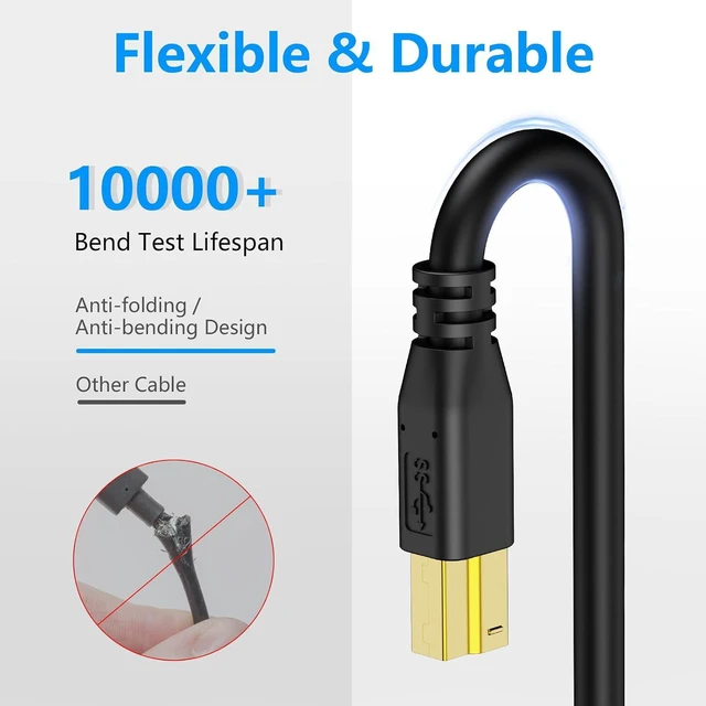 Alt view image 4 of 7 - WRIARICH USB 3.0 Cable A Male to B Male 6Ft Superspeed USB 3.0 A-B/A Male to B Male Cable - for Scanner Printers Desktop External Hard Drivers and More(6Ft/2M)