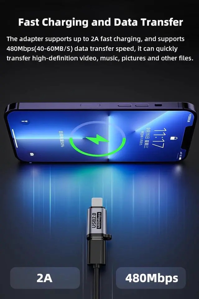 Alt view image 3 of 7 - WRIARICH USB C to Micro USB/Mini USB/Lighting Adapter Light-ning to USB C/Micro USB Converter Micro USB 2.0 to Type C/Lighting/Mini USB Connector (8 Pack)