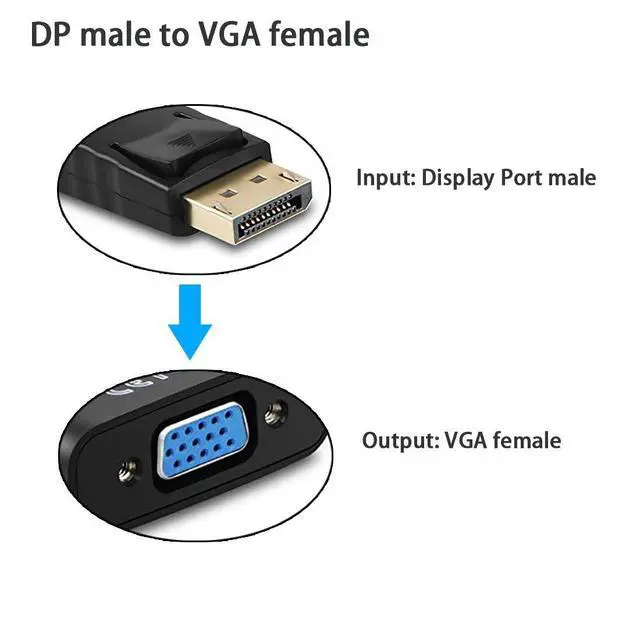 Alt view image 2 of 6 - WRIARICH Display Port to VGA Adapter,4 Pack Gold-Plated DisplayPort DP to VGA Converter (Male to Female) for Computer, Desktop, Laptop, PC, Monitor, Projector, HDTV
