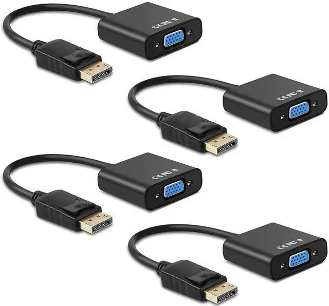 Main image of WRIARICH Display Port to VGA Adapter,4 Pack Gold-Plated DisplayPort DP to VGA Converter (Male to Female) for Computer, Desktop, Laptop, PC, Monitor, Projector, HDTV