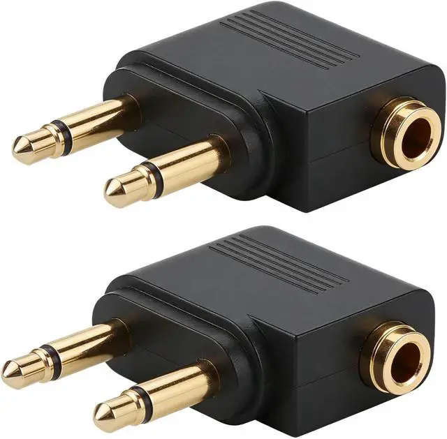Main image of WRIARICH 2-Pack Airplane Headphone Adapter Dual 3.5mm Male to 3.5mm Female Gold Plated Flight Audio Converter for Airline Entertainment Systems