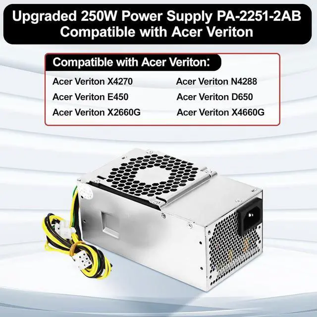 Alt view image 3 of 6 - WRIARICH LXun Upgraded 250W Power Supply PA-2251-2AB Compatible with Acer Veriton X4270 N4288 E450 D650 X2660G X4660G Replace for PA-2251-2 FSP250-20TGPAA PA-1181-10AC PA-1181-10AB DC.2501B.001
