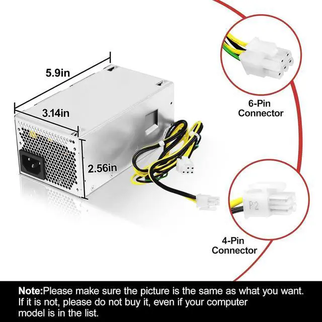 Alt view image 4 of 6 - WRIARICH LXun Upgraded 250W Power Supply PA-2251-2AB Compatible with Acer Veriton X4270 N4288 E450 D650 X2660G X4660G Replace for PA-2251-2 FSP250-20TGPAA PA-1181-10AC PA-1181-10AB DC.2501B.001